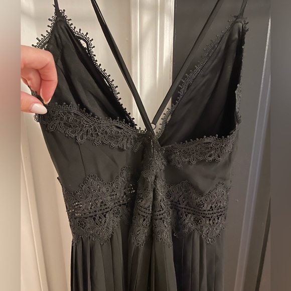 Lulus - Romantic Intentions Black Lace Pleated Backless Maxi Dress - Picture 13 of 13